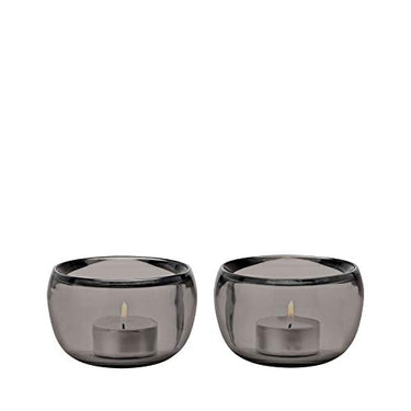 Stelton - Tealight holder, candle holder - Ora - Glass - Smoke - Set of 2 on sale